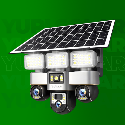Cámara solar con chip 4g de triple lentes giratorios