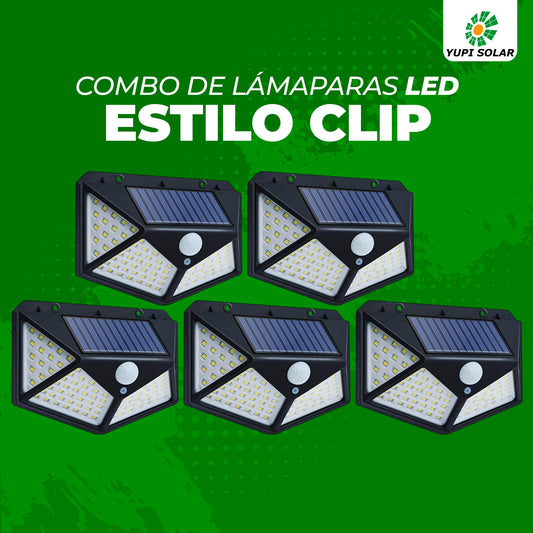 Combo de lamparas Led Con Panel Solar Estilo Clip