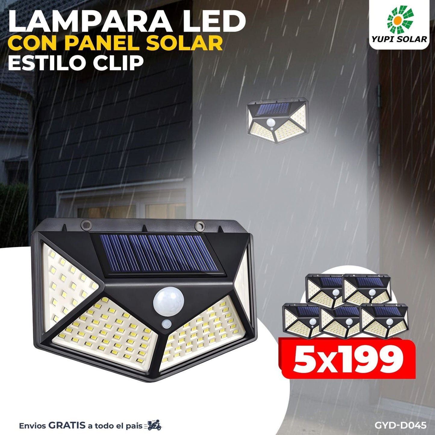 Combo de lamparas Led Con Panel Solar Estilo Clip