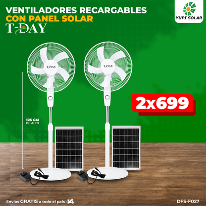 Combo de ventiladores recargables con panel solar