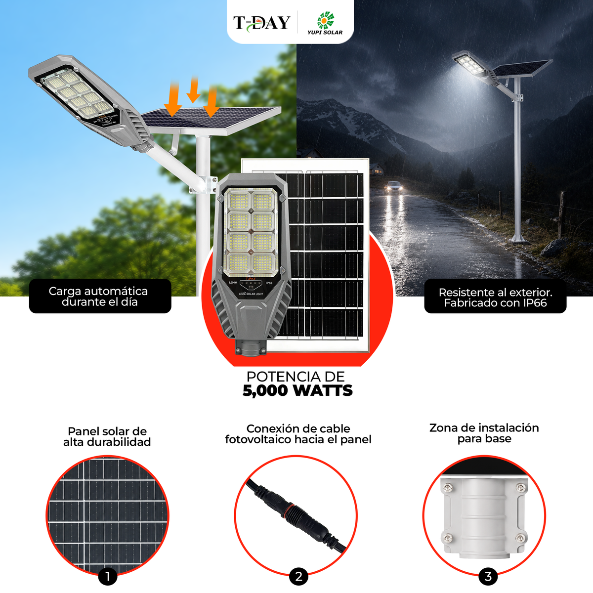 T-DAY Lampara Solar 5,000 watts
