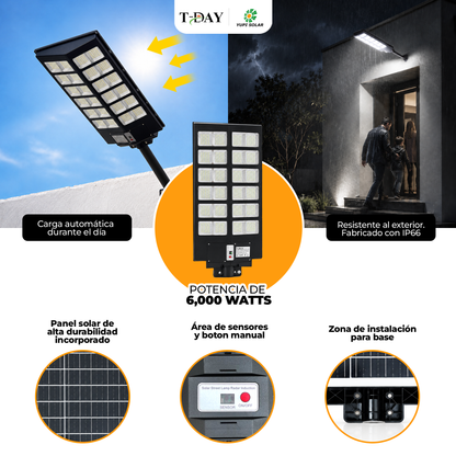 T-DAY Alumbrado Con Panel Solar de 6,000 watts