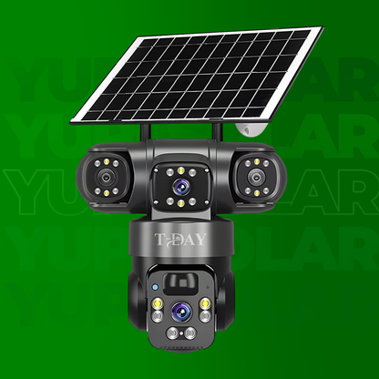 Cámara solar con chip 4g de triple lente
