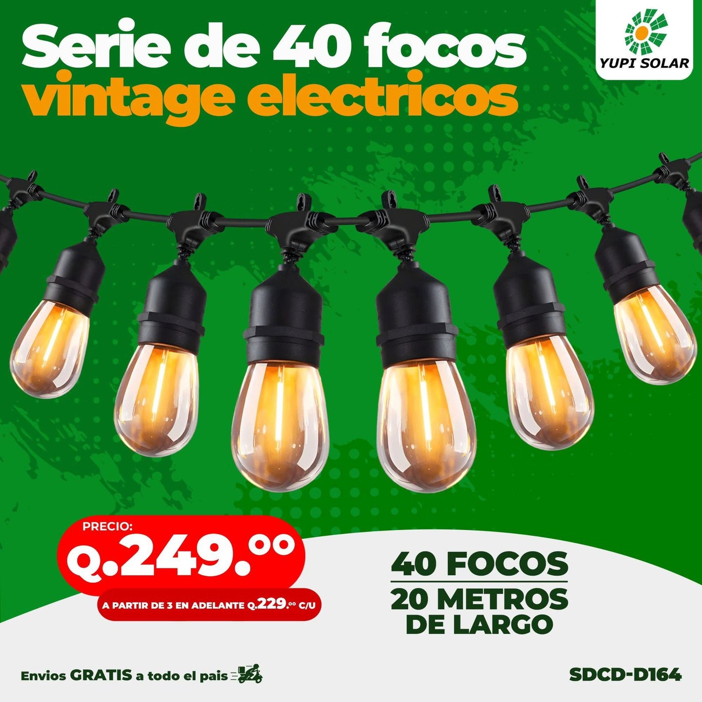 Serie de Focos Vintage Electricas 10 metros de largo