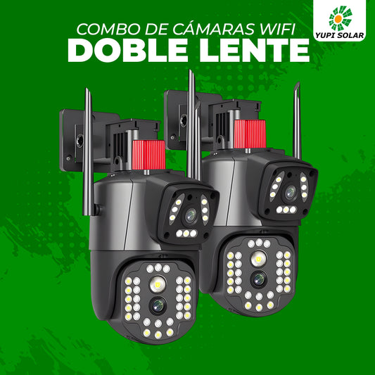 Combo de Cámaras Wifi Doble Lente Con Sirena