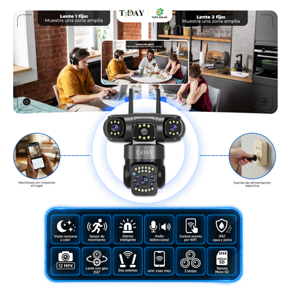 Camara WIFI de TRIPLE LENTE 12mpx