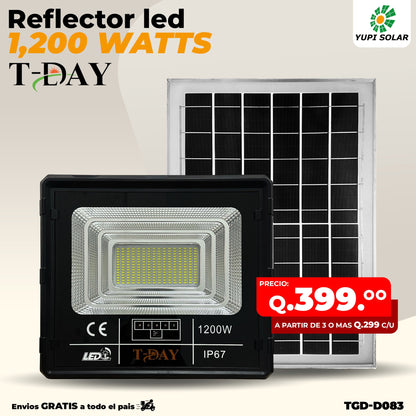 Reflector Led Con Panel Solar de 1,200 Watts