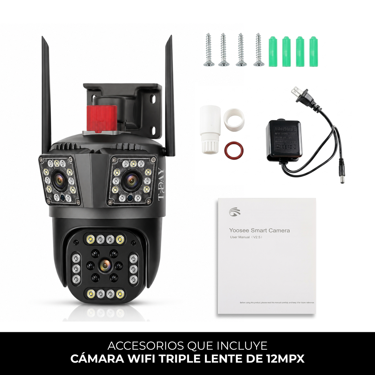 T-DAY Cámara WIFI triple lente 12MPX