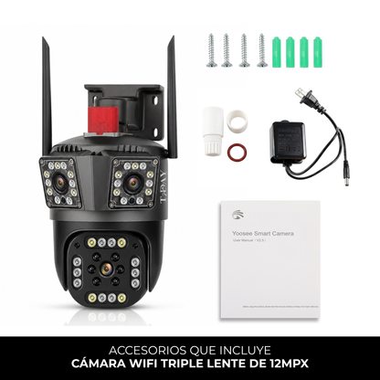T-DAY Cámara WIFI triple lente 12MPX