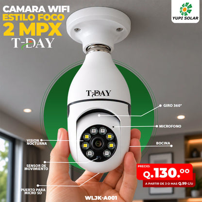 Camara de Seguridad Espía 360° WIFI Tipo Bombillo