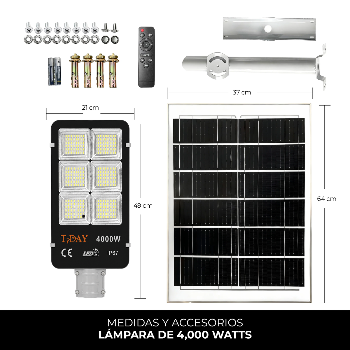 T-DAY Alumbrado Con Panel Solar de 4,000 watts