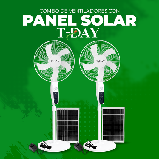 Combo de ventiladores recargables con panel solar y puertos