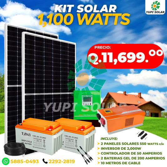 Kit solar 1,100 Watts