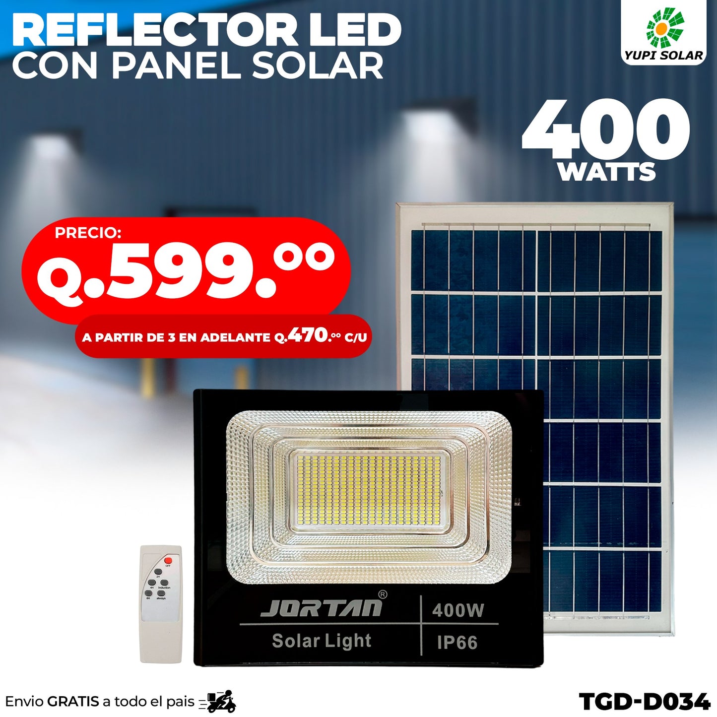 Reflector led solar 400 watts de metal