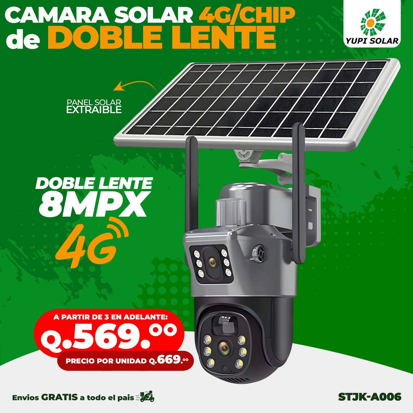 Cámara 4G/CHIP solar de doble lente