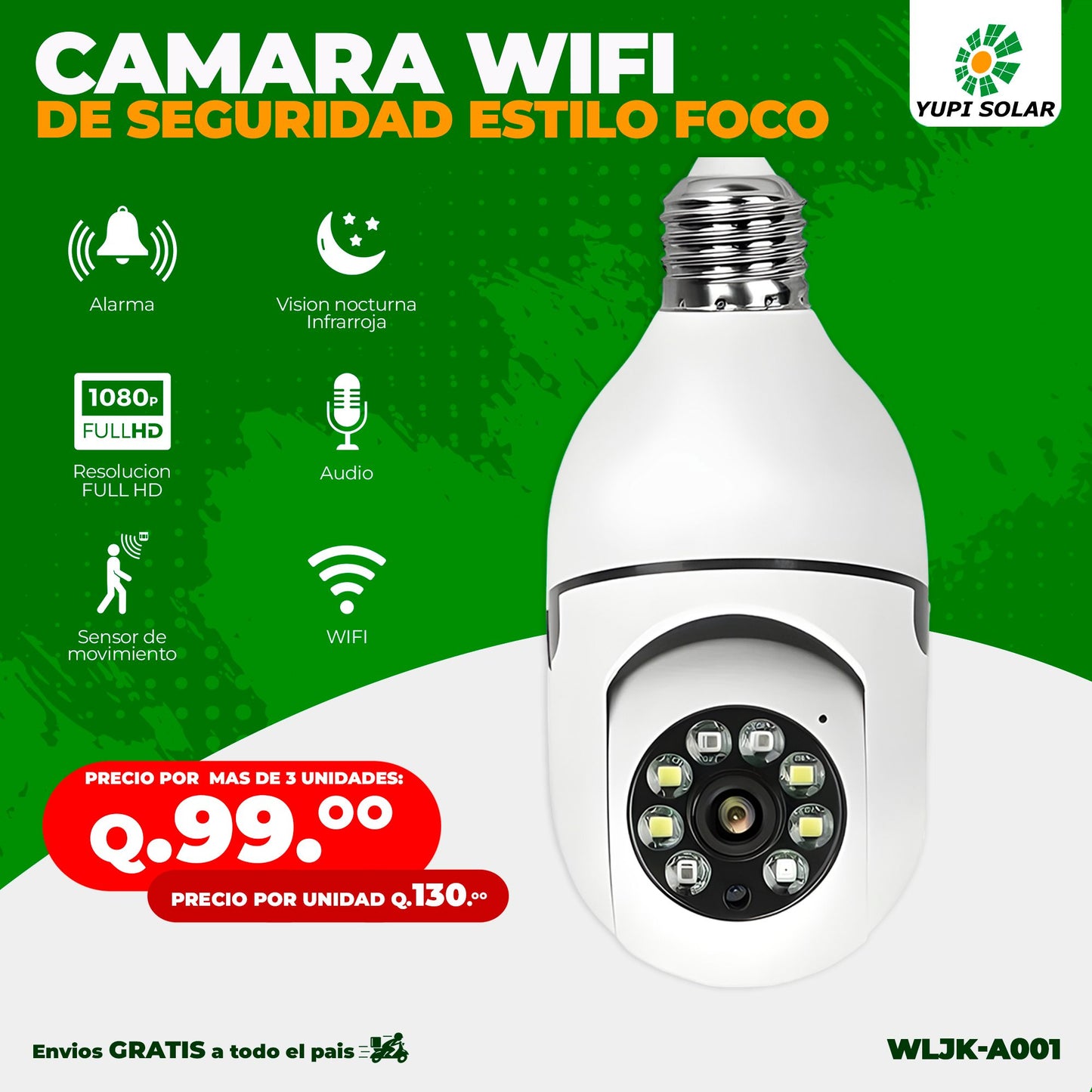 Camara de Seguridad Espía 360° WIFI Tipo Bombillo