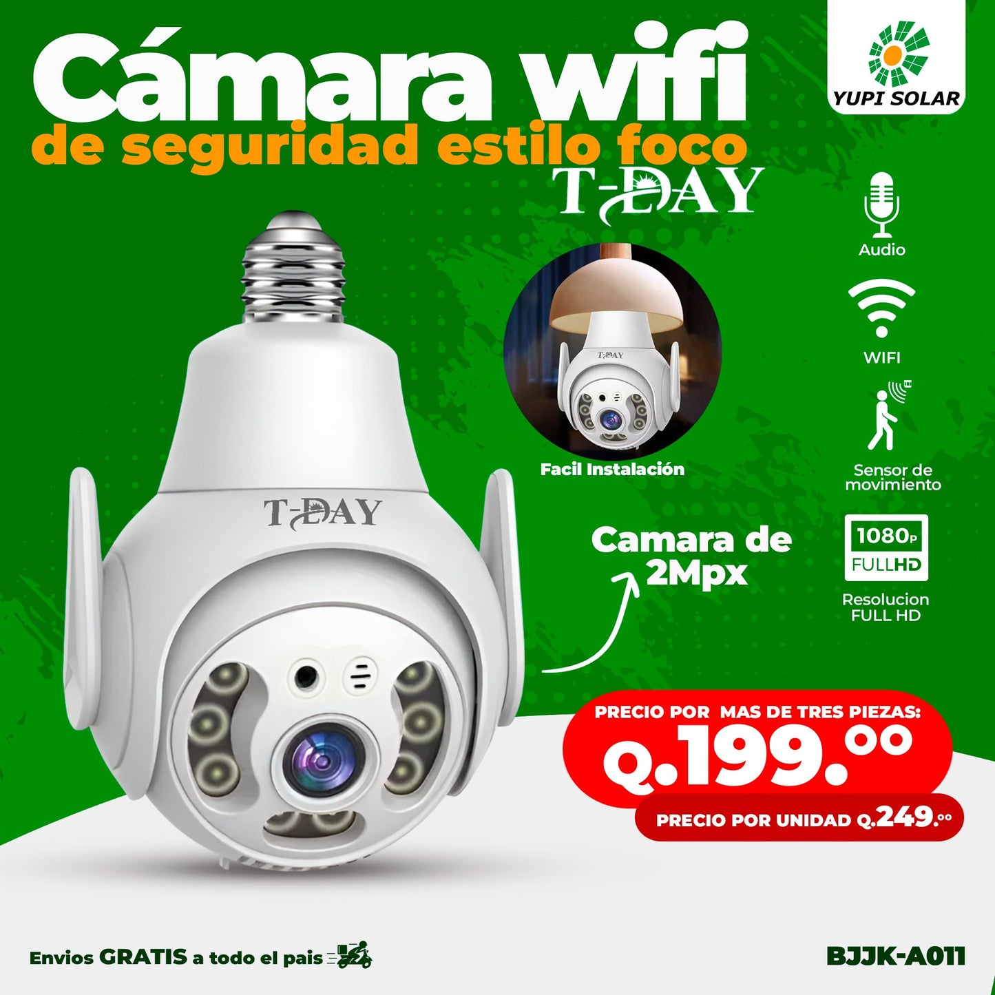 Cámara de Seguridad Espía 360° WIFI Tipo Bombillo