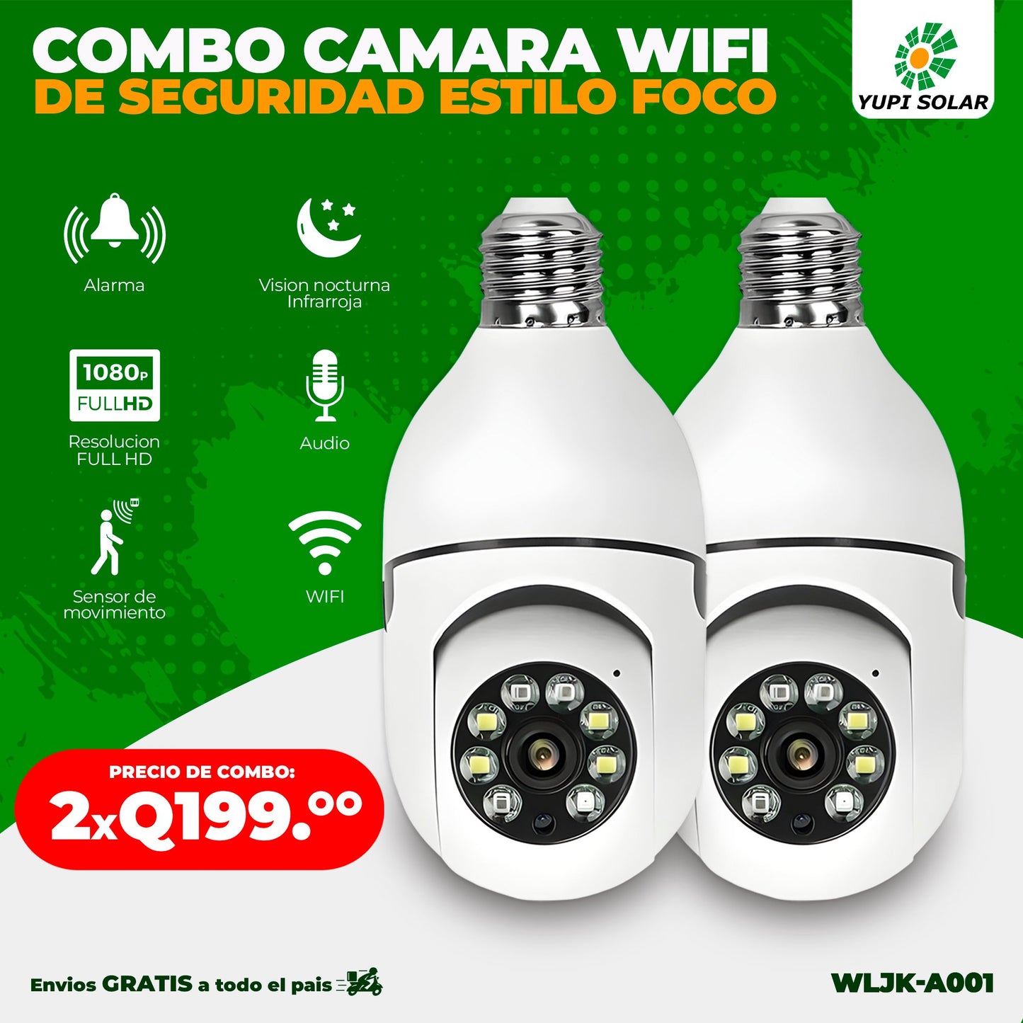 Combo cámaras wifi estilo foco