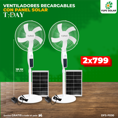 Combo de ventiladores recargables con panel solar y puertos