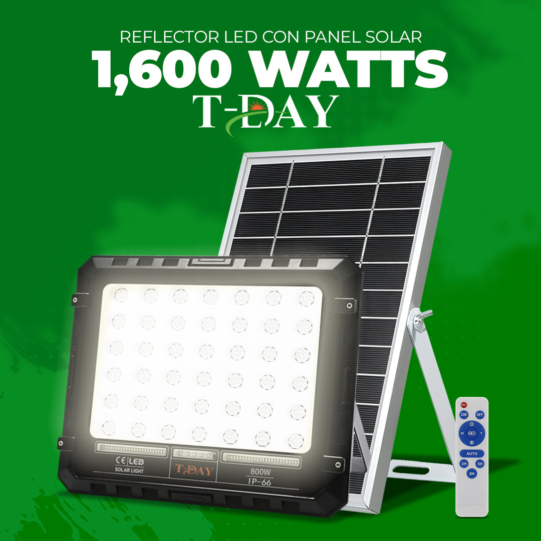 Reflector Led Con Panel Solar de 1,600 Watts