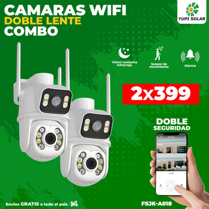 Combo de cámaras wifi de seguridad de doble lente