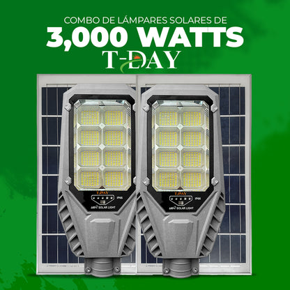 Combo de lámparas solares de 3,000 watts