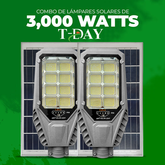Combo de lámparas solares de 3,000 watts
