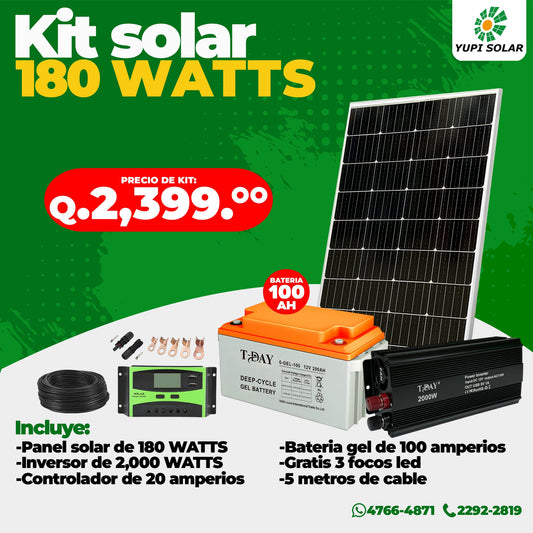 Kit solar 180 Watts Batería 100AH