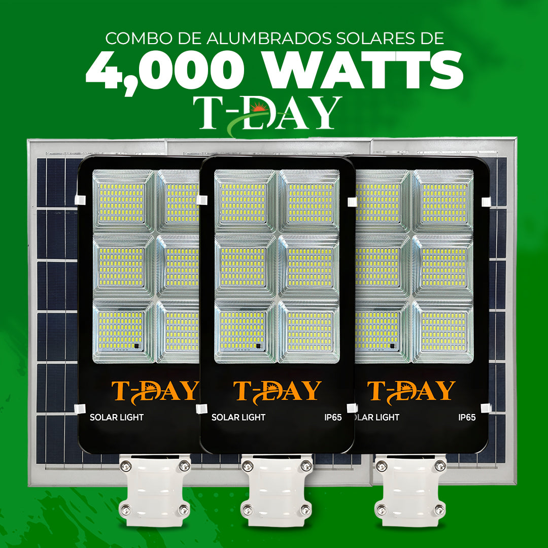 Combo de Alumbrados Con Panel Solar de 4,000 watts