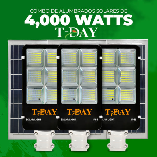 Combo de Alumbrados Con Panel Solar de 4,000 watts