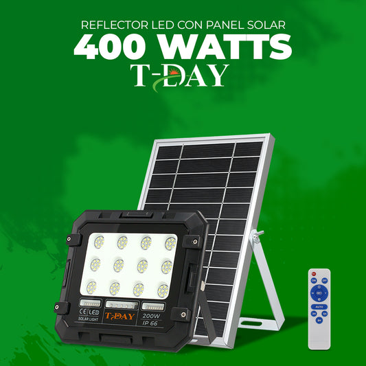 Reflector Led Con Panel Solar de 400 Watts