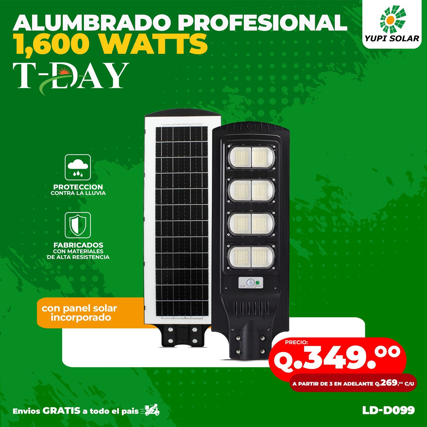 Alumbrado Profecional Panel Solar de 1,600 watts