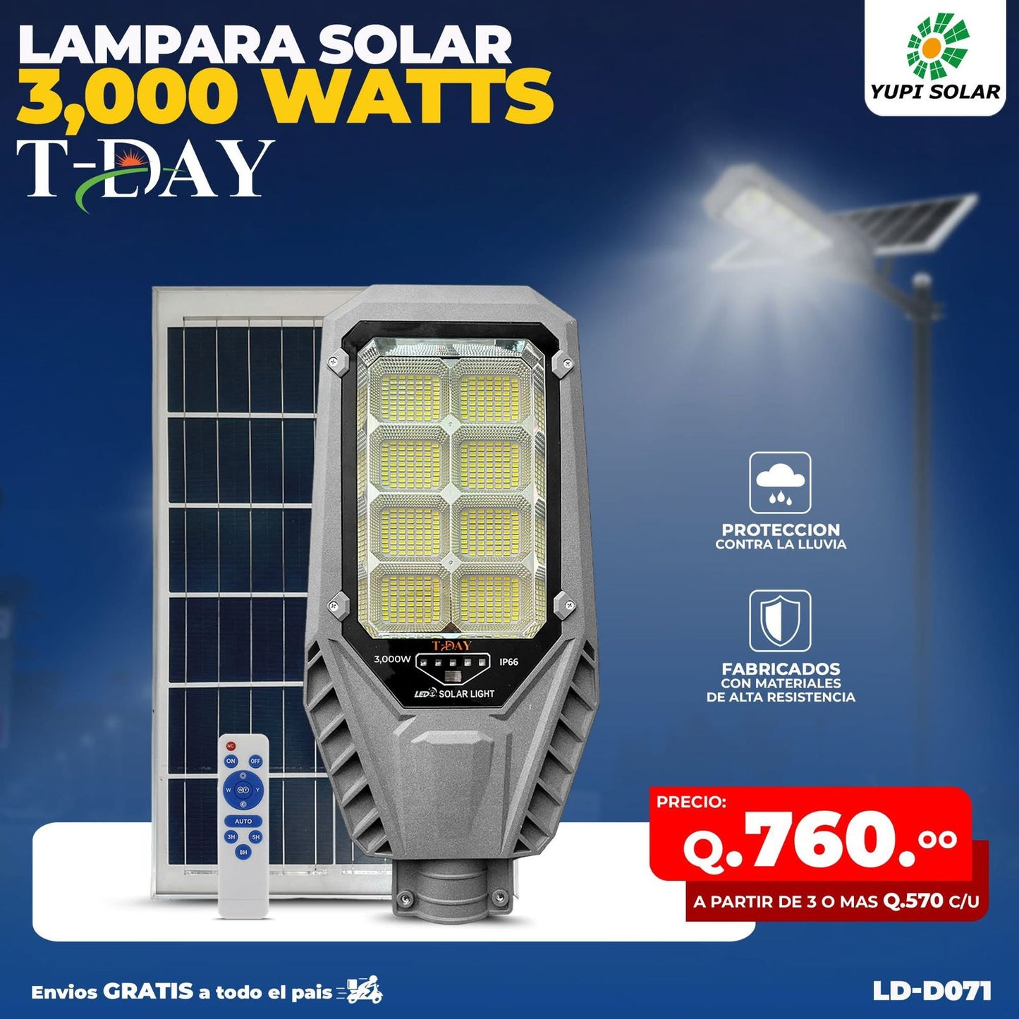 Lampara Solar 3,000 watts
