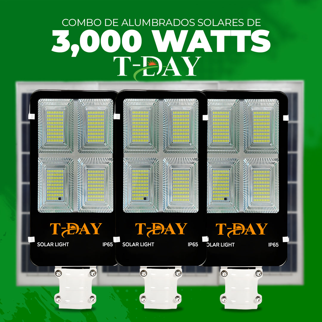 Combo de Alumbrados Con Panel Solar de 3,000 watts