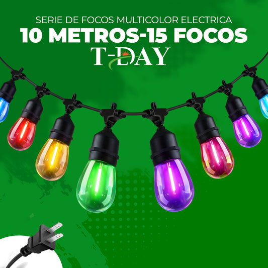 Serie de Focos Vintage Electricas 10 metros 15 focos