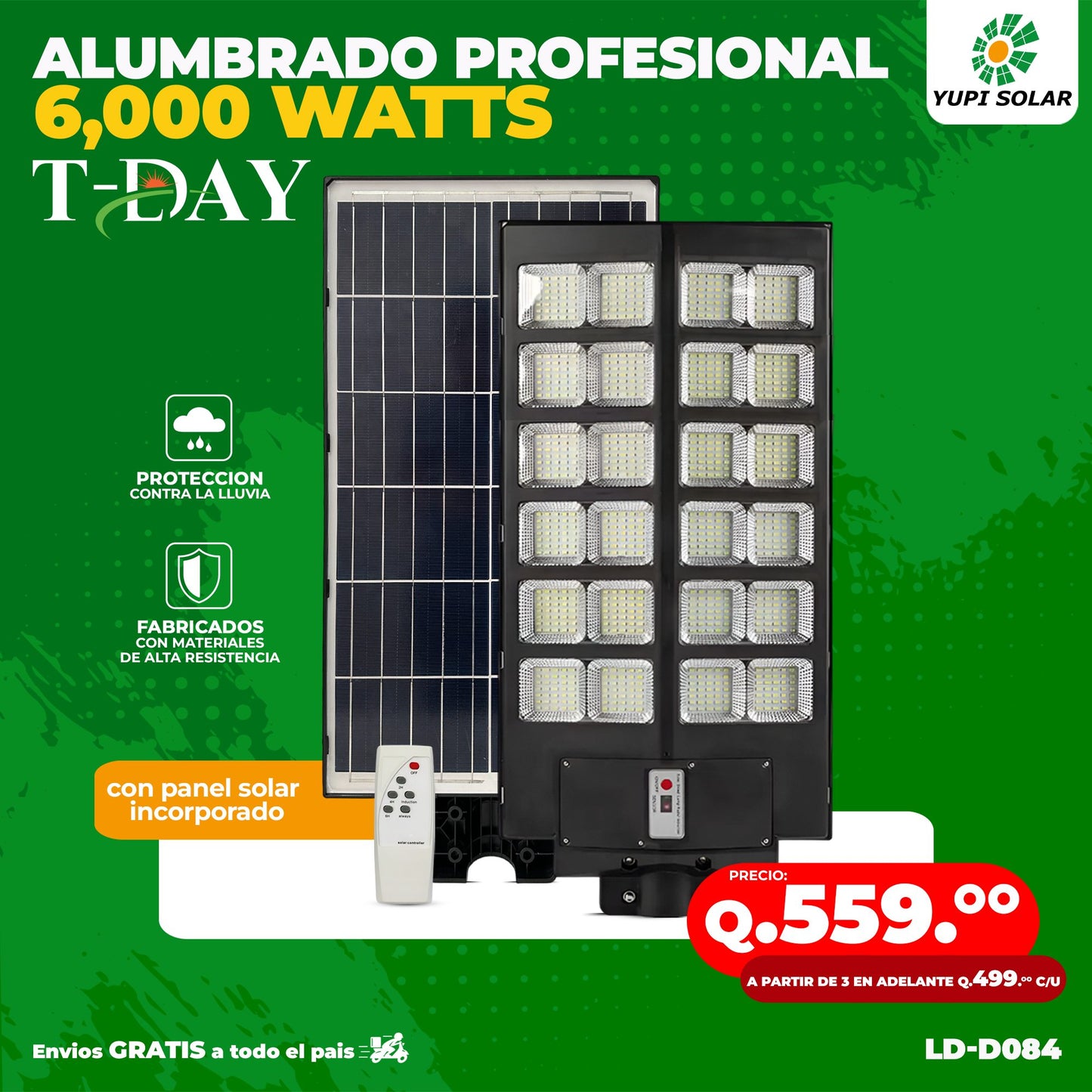 Alumbrado Con Panel Solar de 6,000 watts