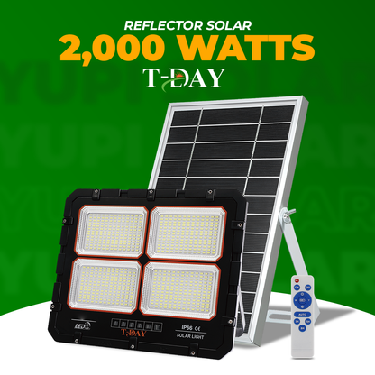 Reflector Led Con Panel Solar de 2,000 Watts