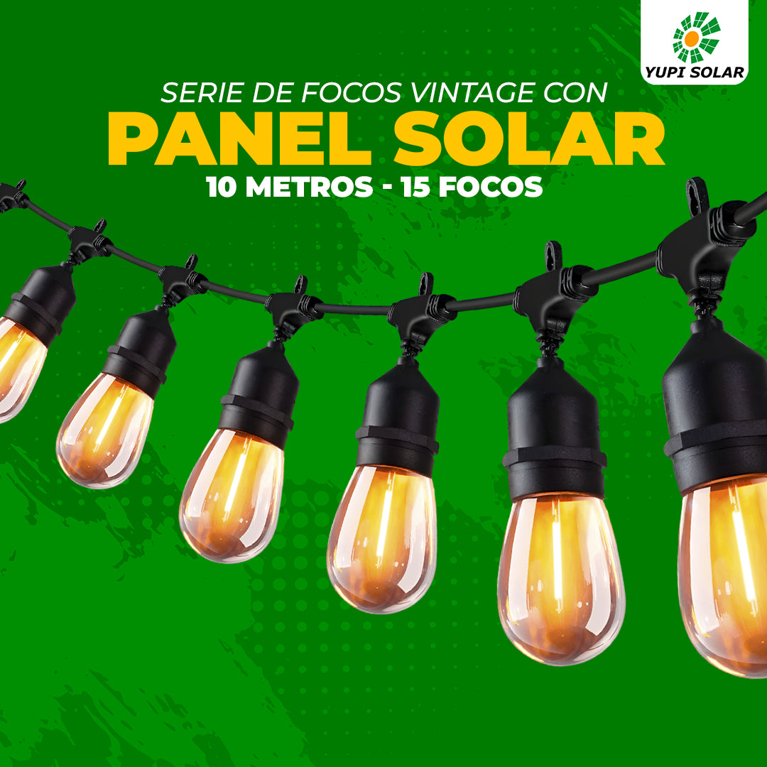 Serie de Focos Vintage Solares 10 metros de largo