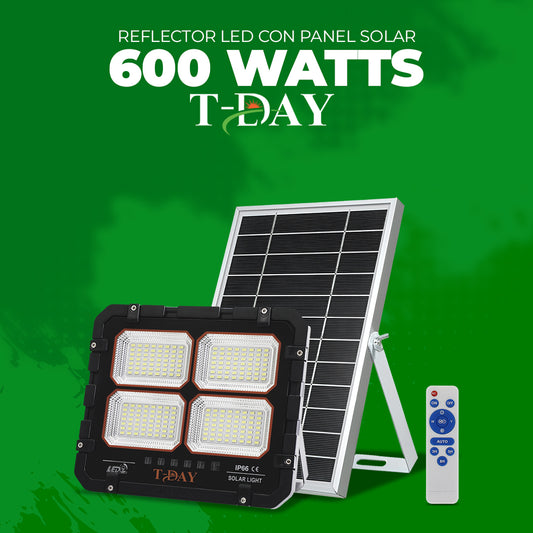 Reflector Led Con Panel Solar de 600 Watts