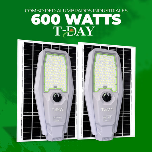 Combo de alumbrado industrial solar de 600 watts