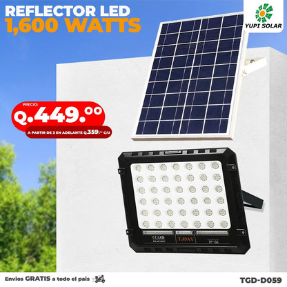 Reflector Led Con Panel Solar de 1,600 Watts