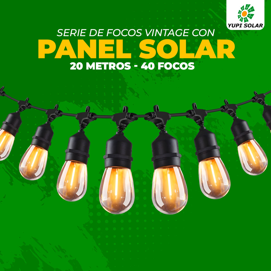 Serie de Focos Vintage Solares 20 metros de largo