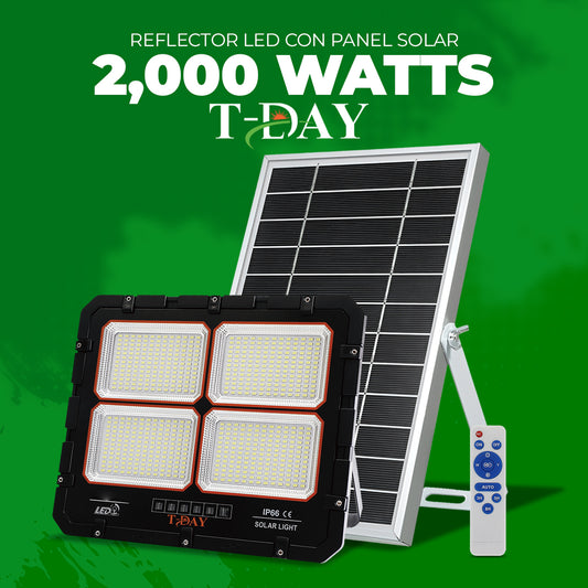 Reflector Led Con Panel Solar de 2,000 Watts
