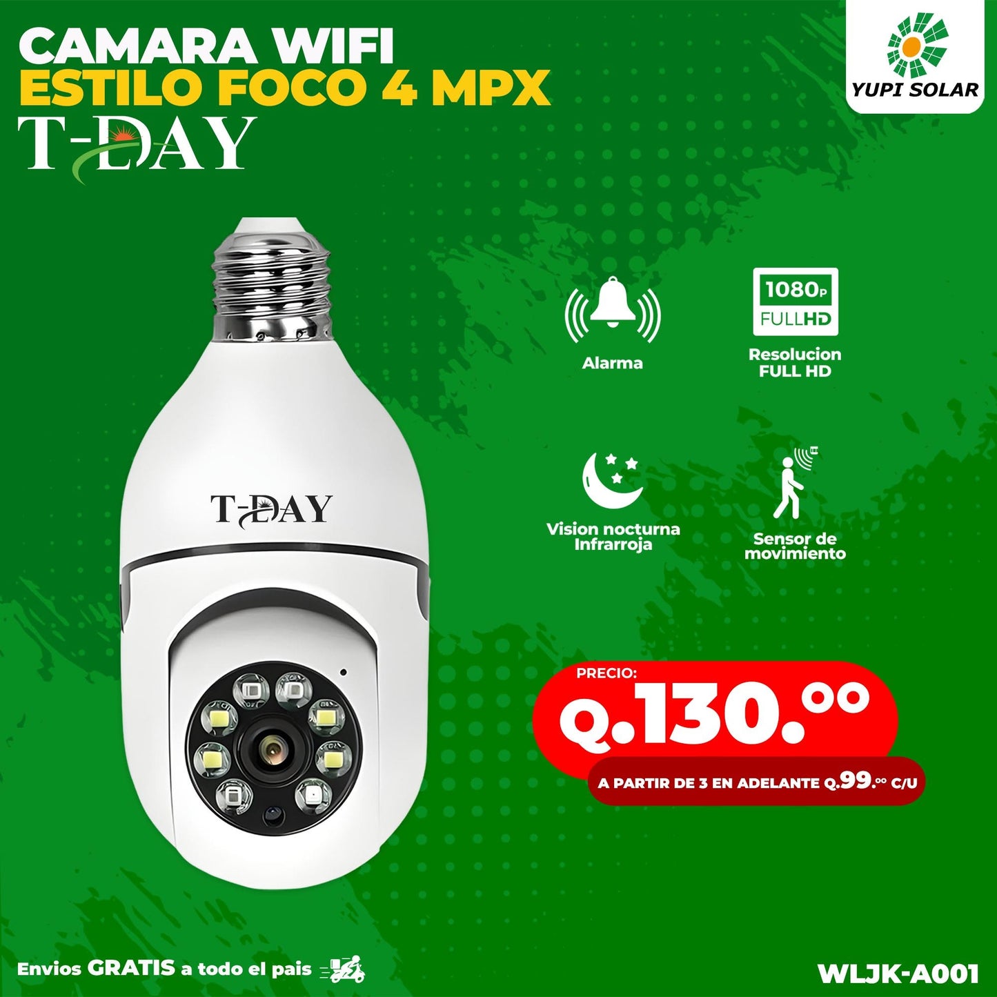Camara de Seguridad Espía 360° WIFI Tipo Bombillo