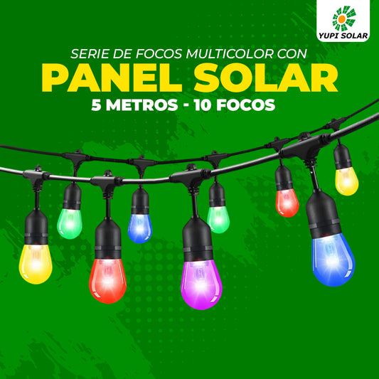 Combos de Series Focos Multicolor Con Panel Solar 5 metros 10 focos