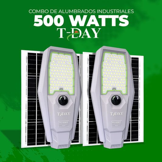 Combo de alumbrado industrial solar de 500 watts