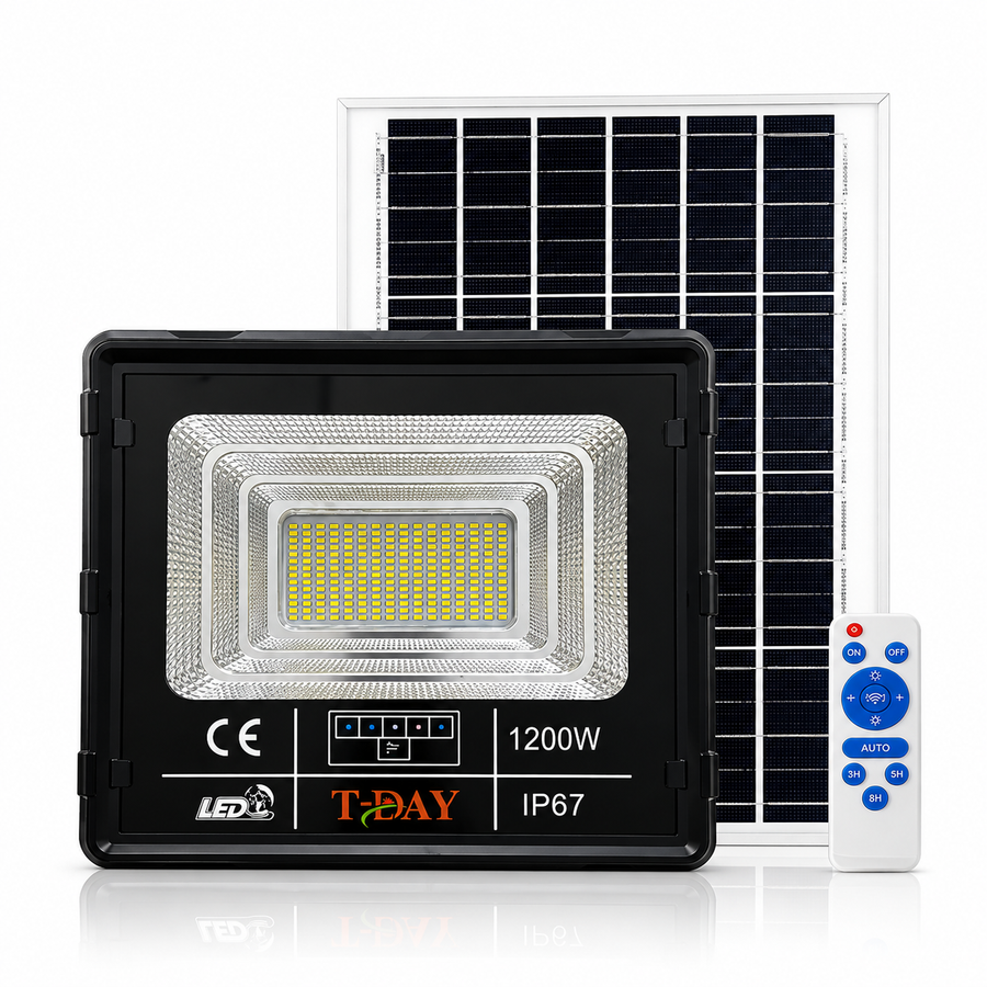 T-DAY Reflector Led Con Panel Solar de 1,200 Watts