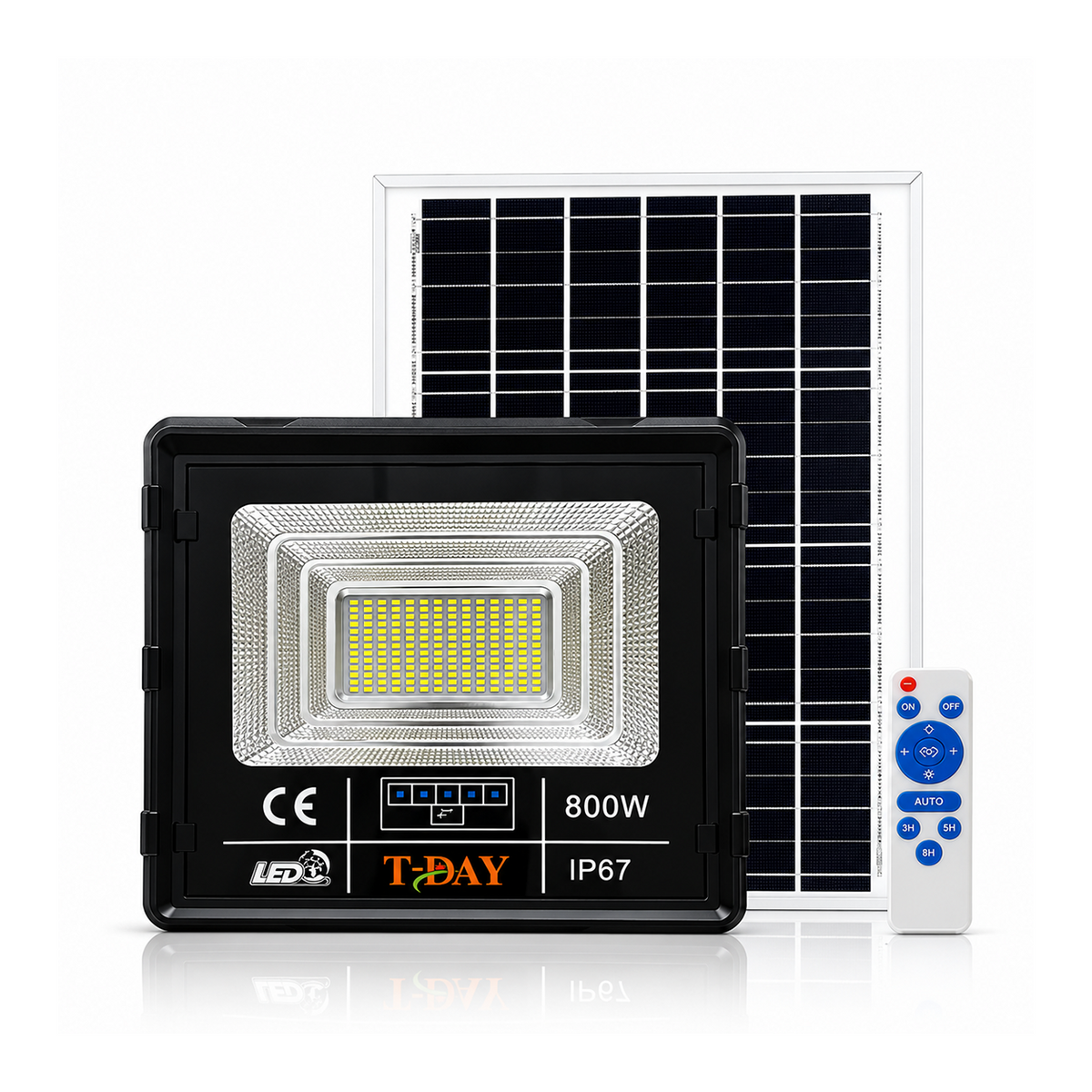 T-DAY Reflector Led Con Panel Solar de 800 Watts