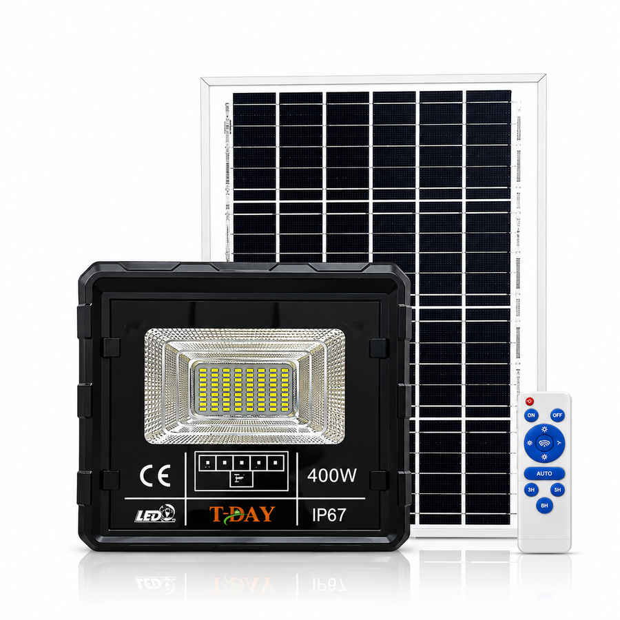 T-DAY Reflector Led Con Panel Solar de 400 Watts