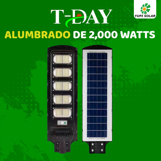 Lampara LED con Panel Solar Incorporado de 2,000 WATTS